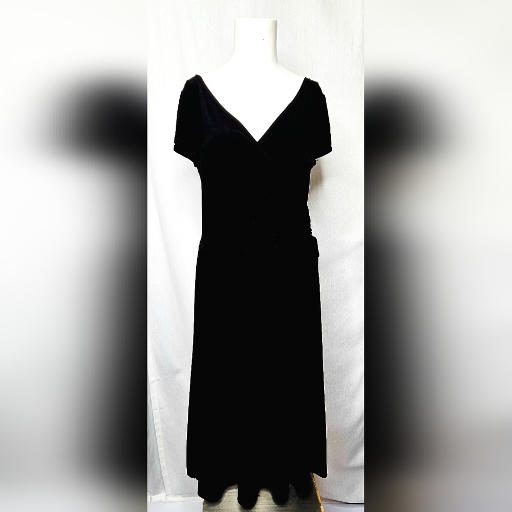 SCARLETT Black Wrap-Style Dress‎ Ruched Drawstring Side Size M